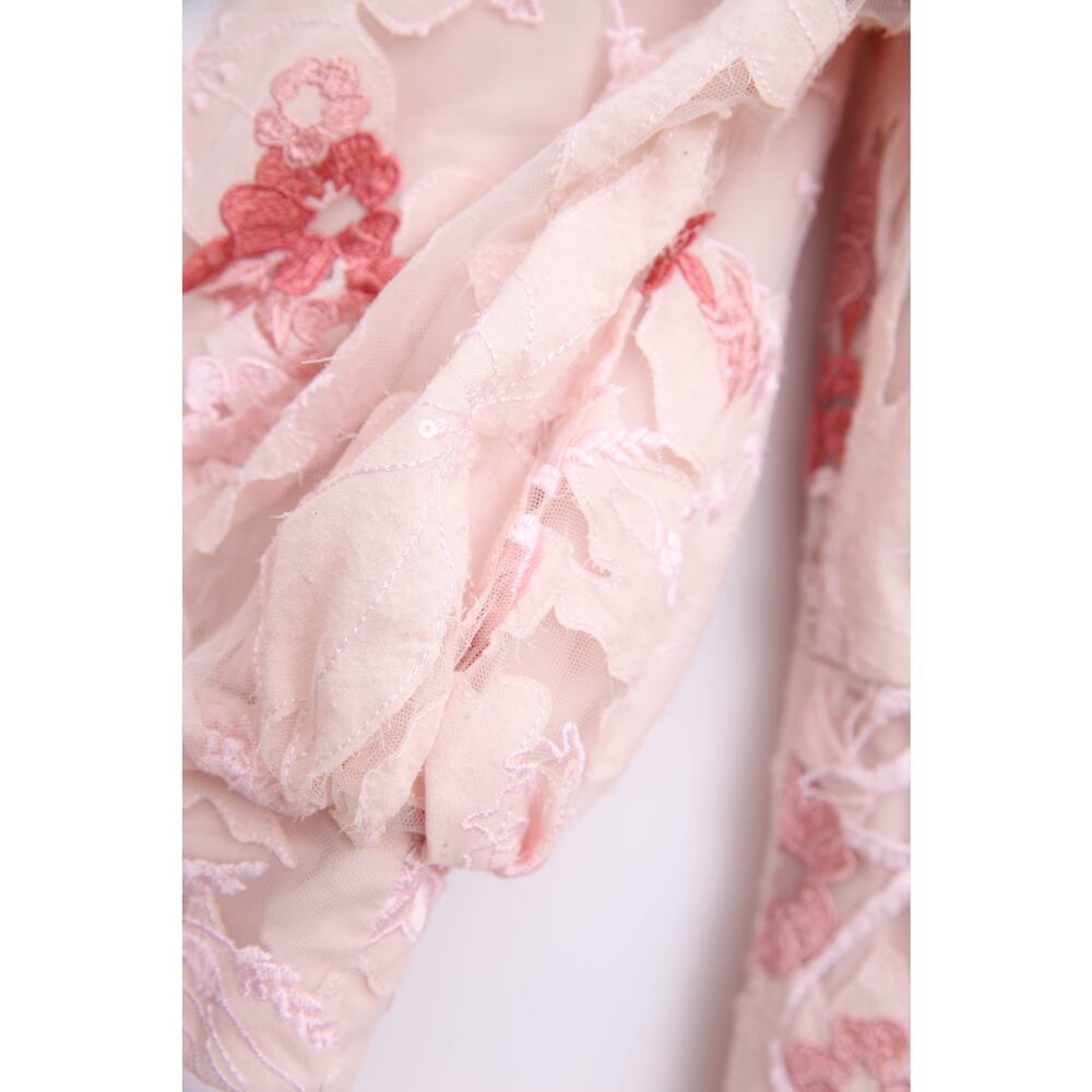 Badgley Mischka Blush Pink Floral V‑Neck Maxi Dress - Picture 9 of 11